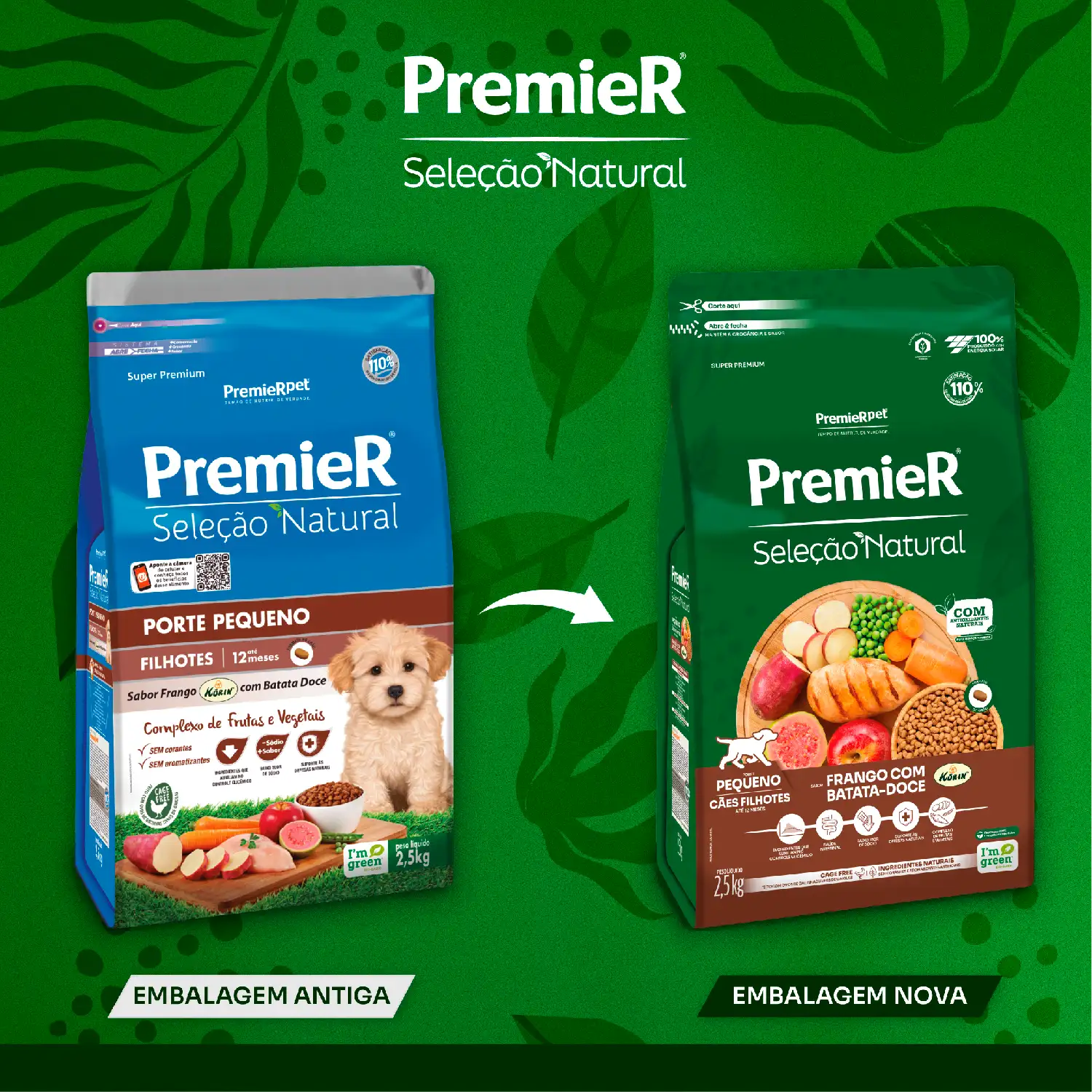 Ração Premier Seleção Natural Cães Filhotes Raças Pequenas Frango com Batata Doce